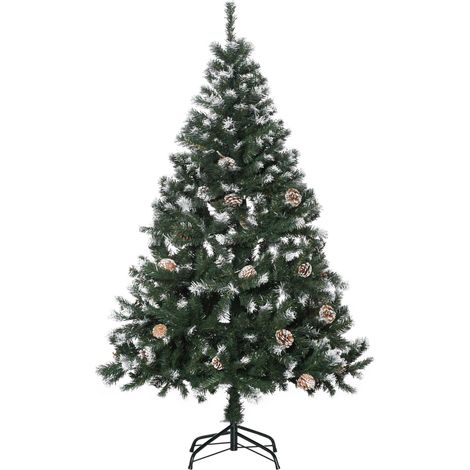 Sapin de Noël artificiel 676 branches 41 cônes pointes enneigées ignifugé 180 cm