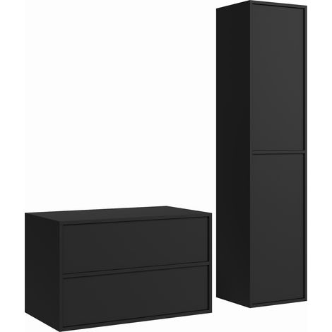Badezimmermöbel Waschbeckenunterschrank Mali 80 cm – Mattschwarz (1/5)