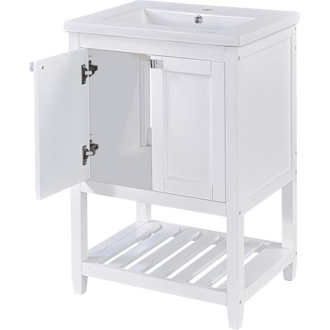 Mueble de baño con lavabo de cerámica blanco 61 cm con base al suelo (1/5)