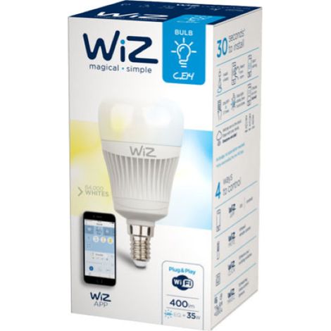 WiZ lampadina LED Smart Candle WiFi luce bianca con attacco E14. Dimmerabile, 64.000 tonalita' di bianco. Funziona con Amazon Alexa e Google Home
