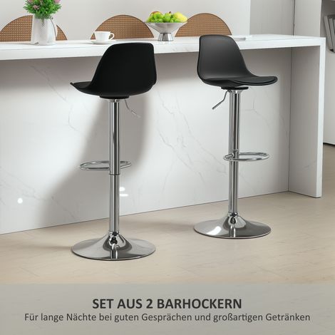 Lot de 2 tabourets de comptoir tournants avec accoudoirs, hauteur ajustable, capacité de charge maximale 120 kg, 42 x 41 x 82-104 cm, couleur noir. (1/4)