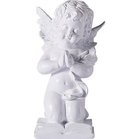 Figurine de jardin ange, statue en train de prier, résistante aux intempéries & au gel, balcon, blanc (1/2)