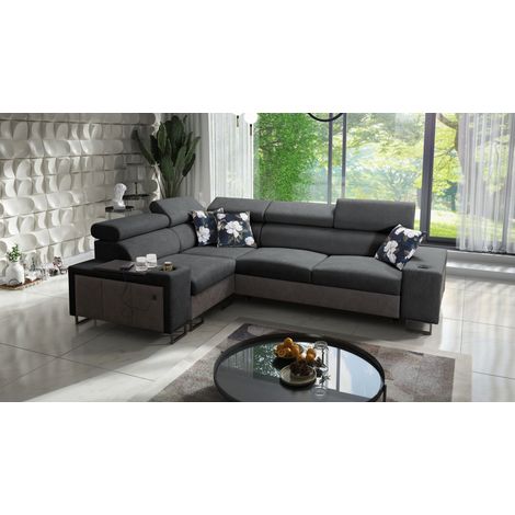 Luxuriöses Ecksofa mit Schlaffunktion MELODY II, für jede Einrichtung Tauro/Freya Graphit/Anthrazit (1/5)