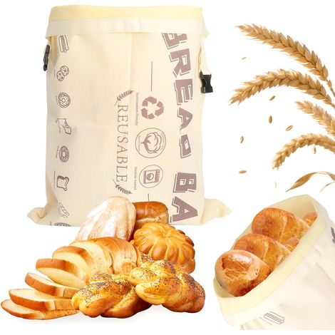 Sac à pain en cire d’abeille 32x42 cm, en coton biologique, réutilisable et lavable, idéal pour pain, baguettes, fruits et légumes, conserve la fraîcheur des produits de boulangerie (1/5)