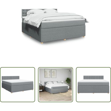 vidaXL Taschenfedern - Boxspringbett mit Matratze Hellgrau 180x200 cm Stoff (1/5)