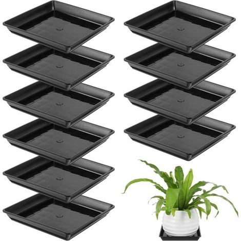 Soucoupes carrées en plastique pour pots de fleurs lot de 10 protection du sol usage intérieur/extérieur (1/5)