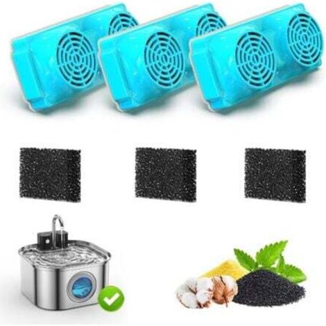 6er-Pack Katzenbrunnenfilter: Katzenbrunnenfilter für 3,2-Liter-Edelstahlbrunnen – Mehrfachfiltration (3 Kohlefilter + 3 Schaumstofffilter)