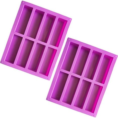 Lot de 2 moules rectangulaires en silicone pour barre granola - Moules en silicone pour barre de chocolat - Moules pour pain au caramel, pain, muffin, brownie, pain de maïs, cheesecake