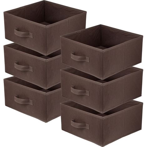 Lavita Storage Box faltbare Aufbewahrung Boxen 31 x 31 x 15 cm Schubladen-Organizer Box Ordnungssysteme für Kleidung Kleideraufbewahrung & Organisation dunkelbraun 6 stück (1/5)