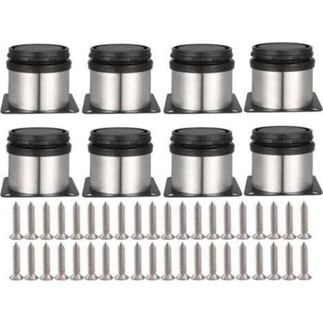 8pcs Adjustable Furniture Legs Screws Included Round Metal Stainless Steel Cabinet Legs Table Feet Cupboard Foot Height Adjustable for Sofa Table Cabinets Shelves 50mm (1/4)