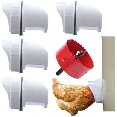 QORVA-Mangeoire Poules Plastique Mangeoire Poules Automatique, 4 Ports DIY Mangeoire à Poulet Kit [Anti-Gaspillage] [Anti Nuisible] Abreuvoir a Poules Mangeoire Poussin pour Seaux Tonneaux Bacs