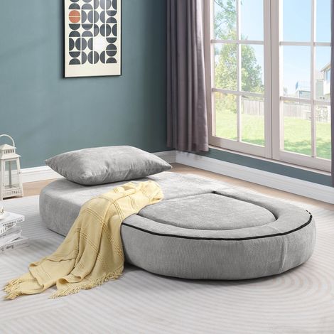 Sofá modular de chenilla gris claro, reversible y versátil para salón, dormitorio y habitación de invitados,101x90x41 cm (1/5)