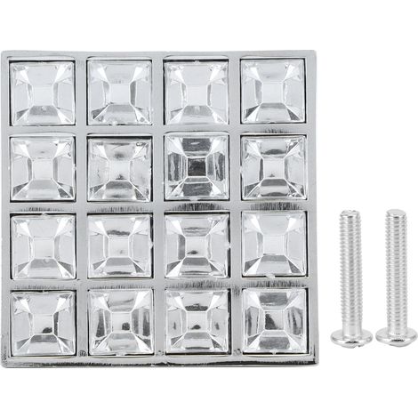 Poignée de porte/tiroir/placard carrée en cristal à 16 trous, double perçage. (1/5)