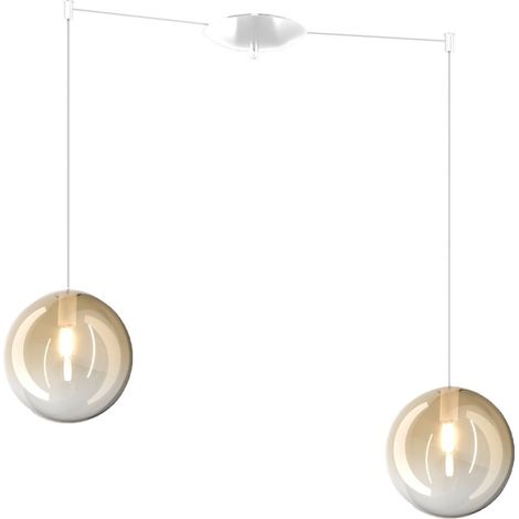 Lampadario top light eclipse 1184 bi s2 s am g9 led vetro sfera ambra