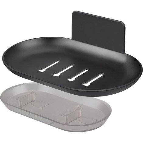 Dispensador de jabón autoadhesivo de pared con ranura de drenaje，jabonera de acero inoxidable para cocina y baño，no requiere taladrar (1/5)