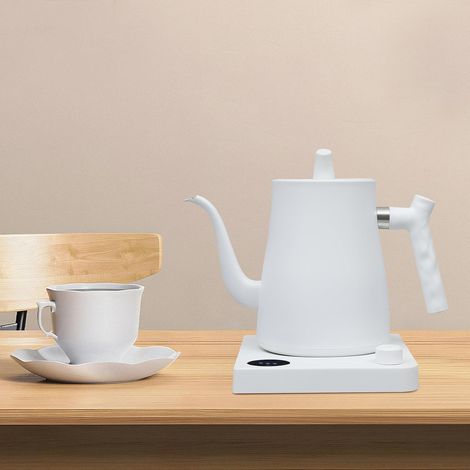 Bouilloire Électrique à Col de Cygne, 1 L, 1000 W, Écran LED, Température Réglable 40 à 100 °C, Fonction Maintien au Chaud, Pour Café et Thé (Blanc) (1/5)