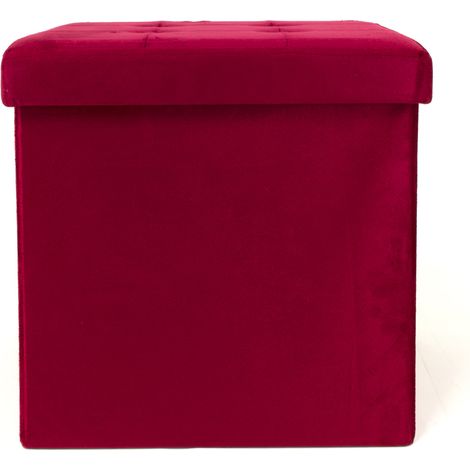 Pouf Contenitore Imbottito Pieghevole Modello Velvet Colore Bordeaux (1/3)