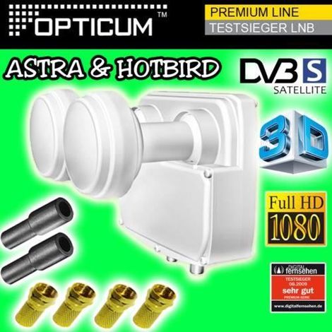 LNB Monobloc Twin - OPTICUM - Astra & Hotbird - 2 sorties - Full HD - 3D Ready