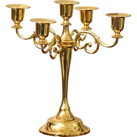Chandelier en métal doré à 5 bras, chandelier de 26 cm de haut pour événement de mariage, doré