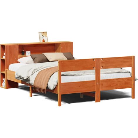 Maison Exclusive - Letto Libreria senza Materasso Marrone Cera 140x200 cm in Pino