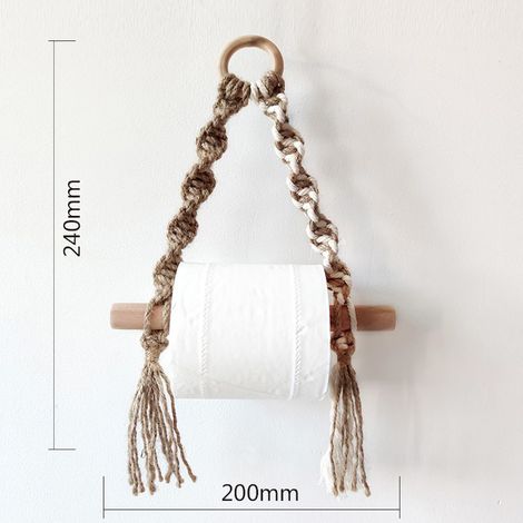 Porte-Papier hygiénique, Porte-Rouleau de Papier Toilette en macramé tissé pour Salle de Bain de Toilette, Ports Suspendus de Salle de Bain à la Main (Jute C) (1/5)