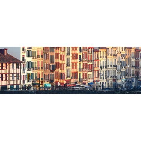 Tableau sur toile façade Bayonne 45x135 cm - Impression sur Toile Murale Décorative - Image imprimée en HD sur Toile - Toile sur Châssis en Bois FSC - Fabriqué en France (1/4)