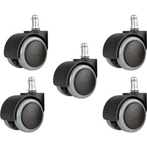 5er-Pack 2 Zoll 11 mm Universal-Ersatzrollen für Bürostühle, Standardgröße – Schwarz/Grau (1/5)