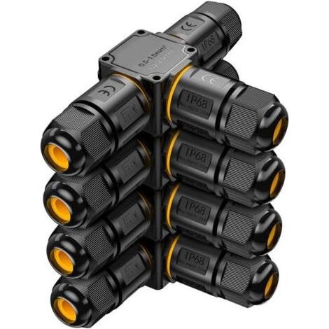 4 PCS Connecteurs de Câbles Étanches IP68 - Boîte de jonction 3 voies connecteur etanche 3 fils - Raccordement extérieur du jardin - Dérivation de câble 6-11mm - Coffret électrique externe étanche (1/4)