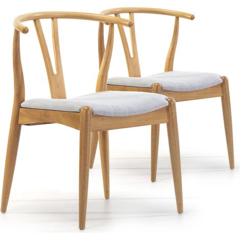Vs Venta-Stock – Pack de 2 chaises rustic en bois massif – Couleur chêne – Dimensions 55 cm x 54,5 cm x 76 cm – Confort optimal avec patins ABS