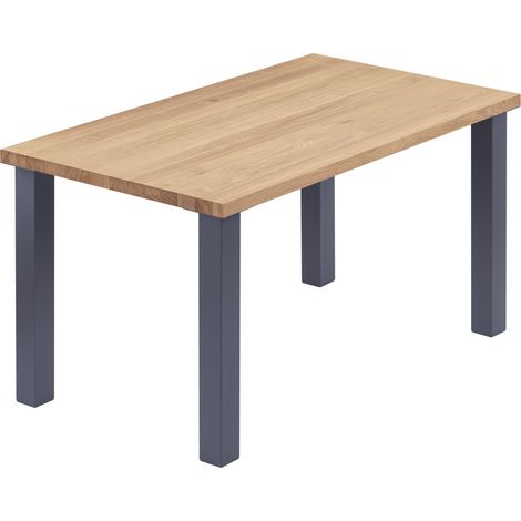LAMO Manufaktur Esstisch Küchentisch, 120x80x76 cm (AxBxH), Classic, Natur / Anthrazit, LEG-01-A-002-7016Cl
