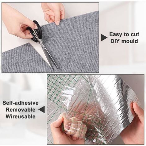 Tapis à Gratter Autocollant Chat 300x40cm Gris Extra-Long, Protection Canapé Meubles Griffoir Murale Anti-Rayures Cuneary (1/5)