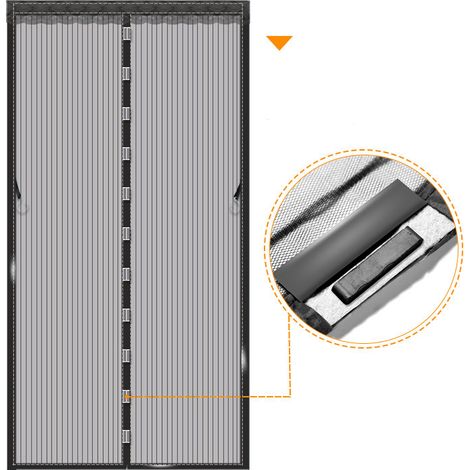 Tenda magnetica per porta, 80x200 cm (strisce nere + velcro + chiodi)