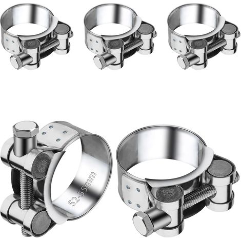 5 x Exhaust Collars 52-55 mm Stainless Steel Exhaust Clamp for Motorcycle Exhaust Pipe Accessories (1/5)