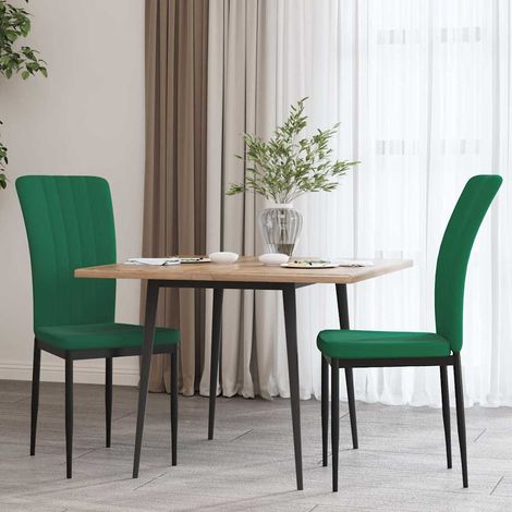 vidaXL Sillas de comedor 2 unidades terciopelo verde oscuro (1/5)