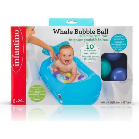 Vasca gonfiabile INFANTINO Balena - Palline da gioco e termometro integrato - 76 x 45 cm (1/4)
