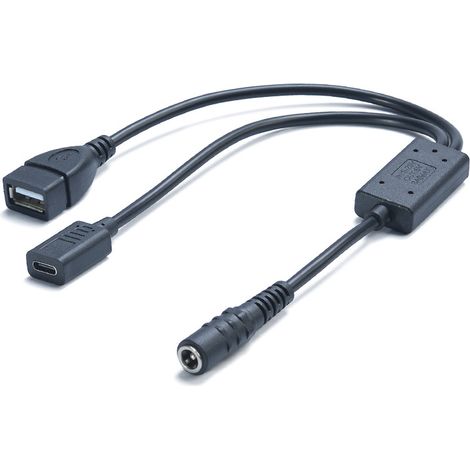 DC 5521 Buchse auf USB-C Buchse + USB 1 auf 2 Buchse Abwärts-Netzadapterkabel, 3A Ladekabel (1/4)