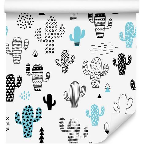 Papier peint mural cactus et plantes style scandinave 50x1000 cm (1/5)