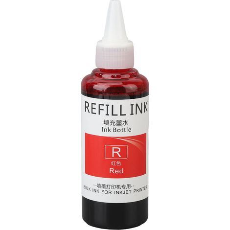 Encre recharge pour tampon 100ml, haute adhérence, séchage rapide, résistance aux couleurs, rouge, utilisation large pour datage d'œufs, entreprise, école, famille. (1/5)
