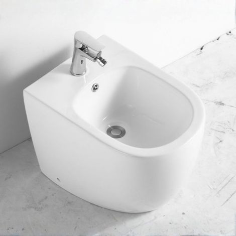 Bidet a pavimento filo muro in ceramica colore bianco FB53B