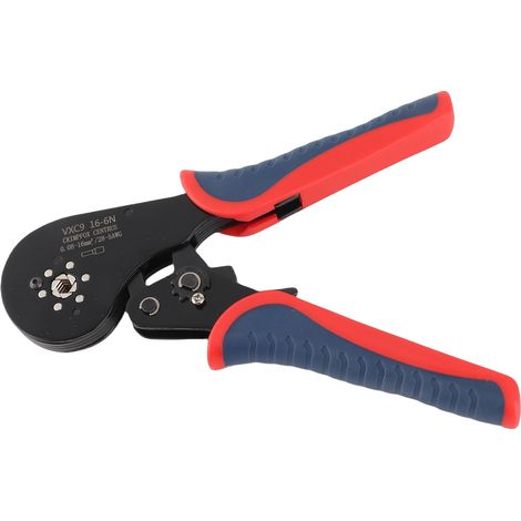 Pince à sertir pour cosses tubulaires, capacité de sertissage 0,08-16 mm²  pince à sertir pour cosses à broches, pince à sertir de type européen, pince à serrer les fils, coloris noir, rouge et bleu,  (1/5)