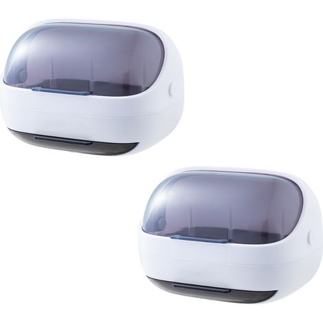 Porte-savon Avec Bac de Récupération - 2 Pièces - Design Auto-Évacuateur - Adhésif Sans Perçage - Pour Salle De Bain Et Cuisine (1/5)