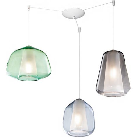 Lampadario moderno top light double skin 1176bi s3 s abg mc e27 led vetro multicolor sospensione
