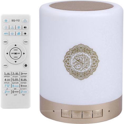 Lampe LED tactile portable 8GMP3 avec télécommande sans fil et haut-parleur Bluetooth Coran en 16 langues