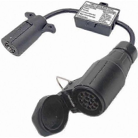 Adaptateur de feux de remorque avec connecteur plat 7 broches vers connecteur rond 13 broches pour véhicules américains et remorques européennes (1/5)