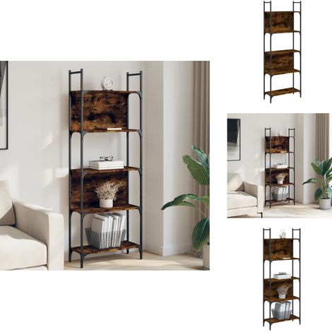 Bibliothèque à 5 niveaux chêne fumé 60,5x24x166,5 cm - Bibliothèque Murale - Bibliothèque Design - Étagère Ouverte - Meuble Rangement - Mobilier Intérieur (1/5)