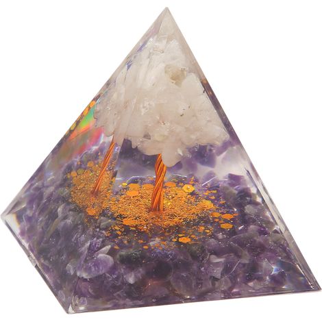 Pyramidenförmiges Ornament aus Epoxidharz, äußerst langlebig, exquisite Verarbeitung, pyramidenförmiger Energiestein aus Kies für Wohnzimmer, Schlafzimmer oder Büro (1/5)