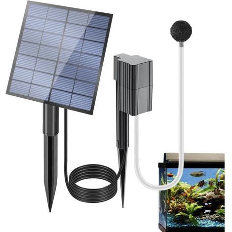 Aérateur de bassin à énergie solaire – Pompe à air ABS réglable, circulation de l'oxygène extérieure économe en énergie Bulleur d'eau silencieux, aérateur d'aquarium, pompe à oxygène de piscine de (1/4)