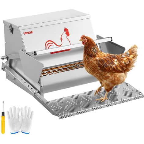 Mangeoire Automatique pour Poules Distributeur à Pédale Anti-Nuisible en Acier Galvanisé 11,34 kg (1/5)