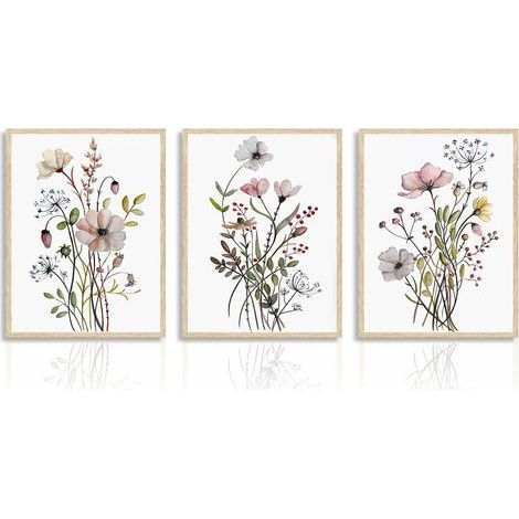 30x40 cm Sans Cadre Art Mural Botanique Boho, Tableau Décoration Murale Plante Rustique Ferme, Affiche Décoration Murale Fleurs Moderne Minimaliste (1/5)