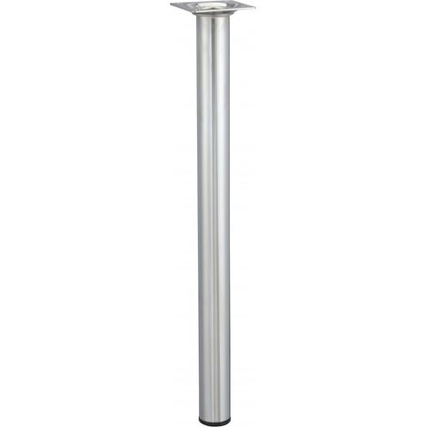 HETTICH Pied de table basse cylindrique fixe acier chromé gris, 40 cm